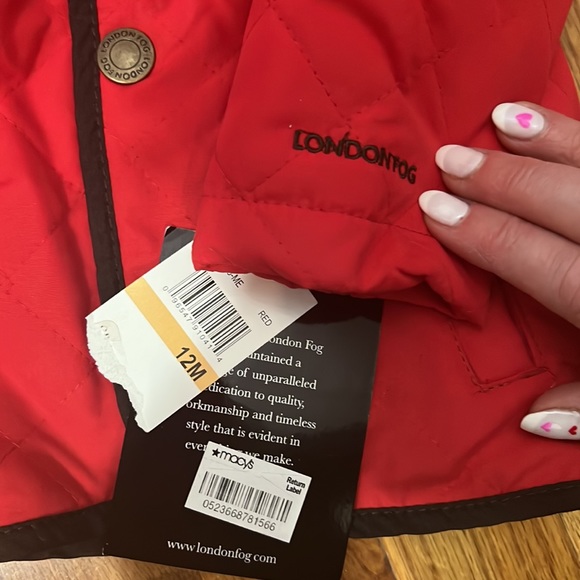 LONDON FOG NWT unisex quilted. Fleece lined hooded jacket Sz 12 months - Picture 3 of 7